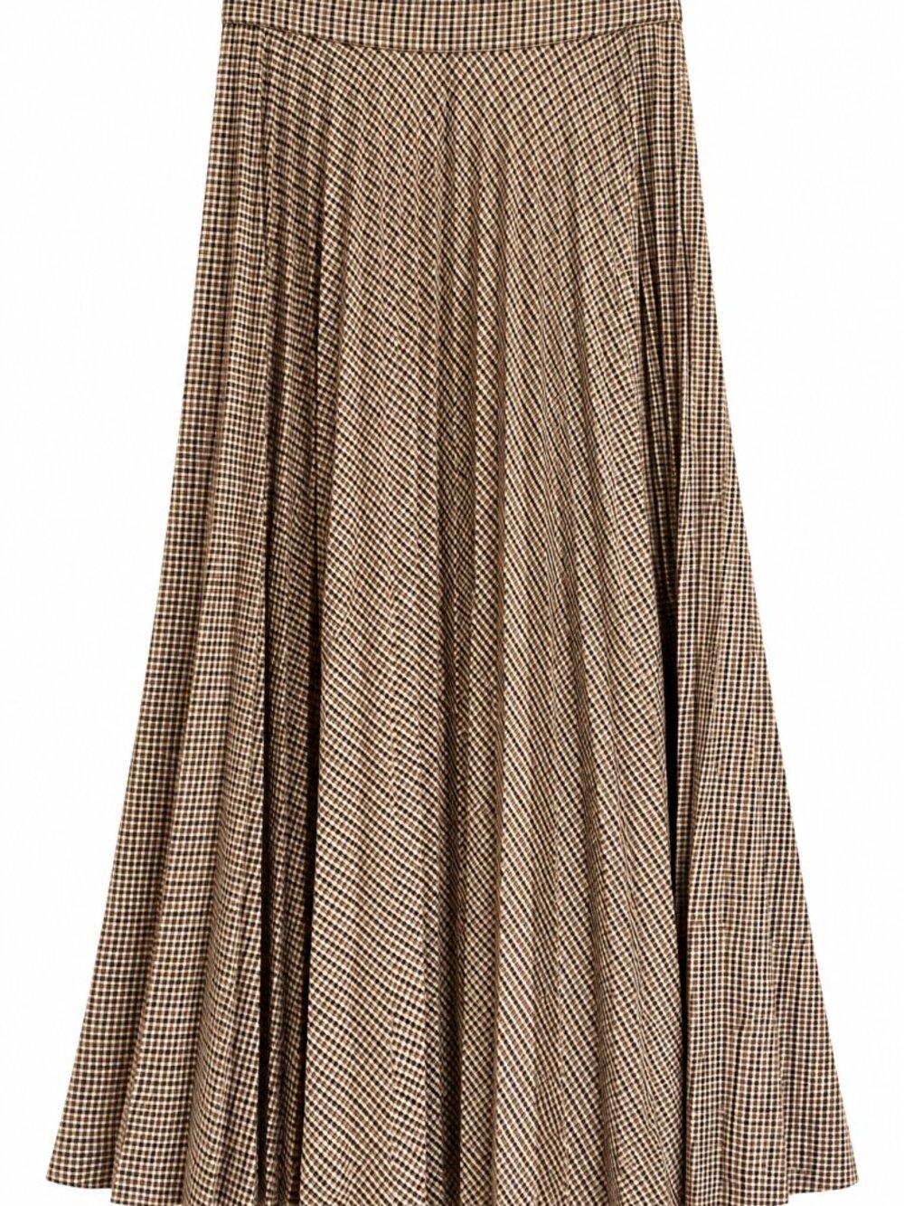 Zara Brown Plaid Pleated Maxi Skirt